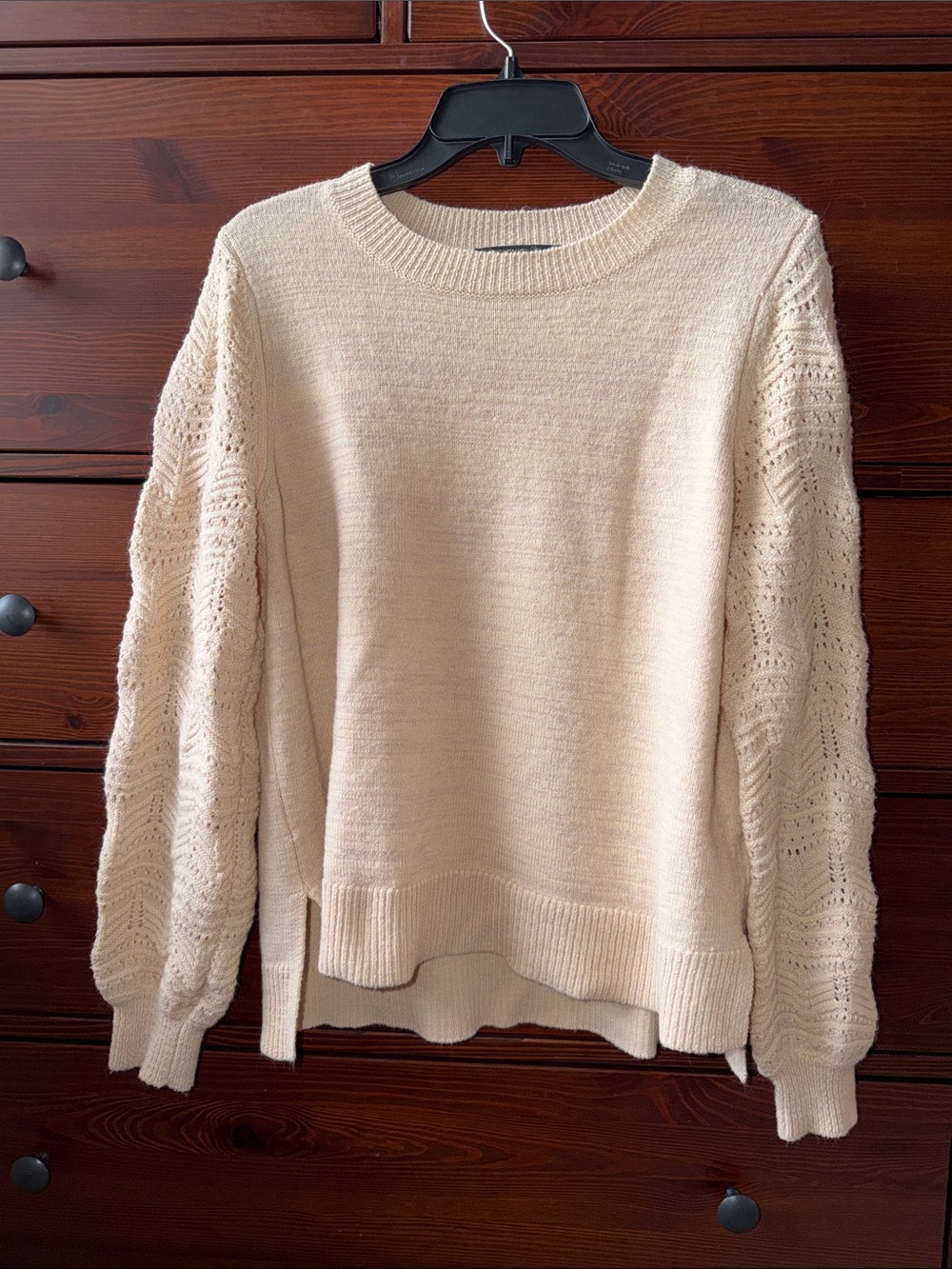 Christian Siriano New York Caramel Pointelle Long Sleeve Sweater | Size L